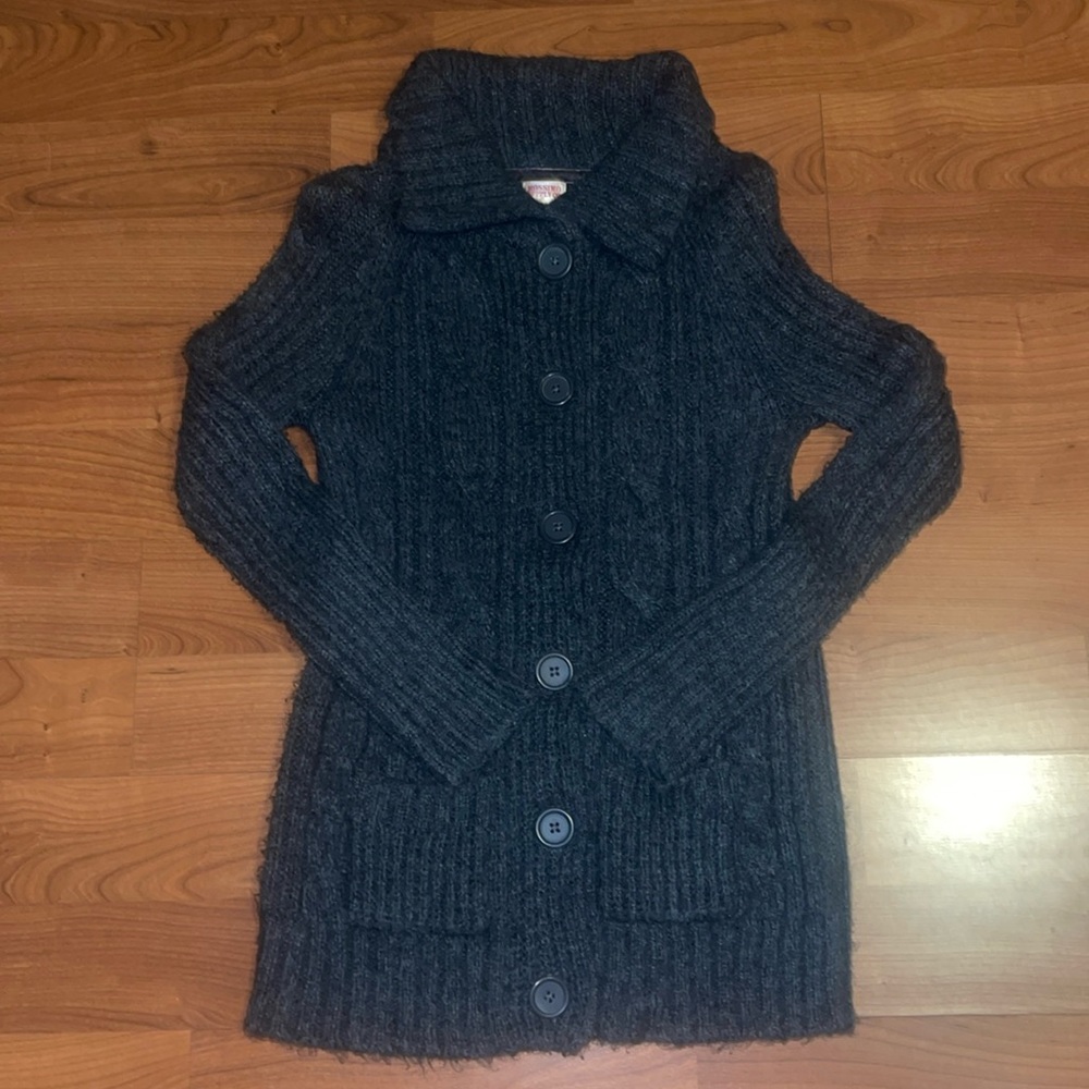 Gray Button Cardigan Sweater